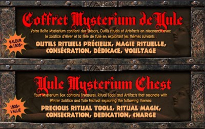 le Coffret Magique Mystérium de Yule met à l’honneur les Outils Rituels Précieux et la Magie Rituelle en incluant des rituels de Consécration, Dédicace et Voultage.